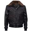 Infinity Leather Uomini A2 Marrone Nappa Bomber Giacca in Pelle con Collo in Montone Staccabile XS