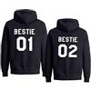Sevpuikl Best Friends Felpe con Cappuccio per Due Ragazze Bestie 01 02 BFF Felpe con Cappuccio Sister Hoodie BFF Pullover Manica Lunga da Donna BFF Regali Nero Bianco Grigio 1PC