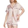 Victoria's Secret Set Pigiama Corto in Flanella, da Donna (XS-XXL), Rosa Iconic Stripe, L