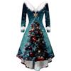 NaLatia Vestito di Natale da Donna Abiti Babbo Natale Curvy Abito di Velluto Maniche Lunghe Vestiti Natalizio Costumi Babbo Natala Invernale Scollo A V Elegante Abito da Sera Cerimonia