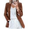 OOGUDE Giacche da donna manica lunga aperta davanti giacche casual velluto a coste colletto con risvolto button down cappotto da ufficio da lavoro, Nero , XXL
