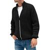 Generic Cardigan da uomo in maglia, maglione spesso, cardigan con zip, collo alto, maglia in lana, giacca in maglia, cardigan unisex, fatto a mano, caldo, foderato in pile, cappotto invernale, Nero , XXL