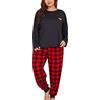 Generico Pigiami Donna Lungo Cotone Pigiami Invernale Curvy Pigiama Due Pezzi Invernali Manica Lunga Pigiami Pantaloni Pigiama Con Tasca Set Pigiama Autunnale Taglie Forti Pajamas Comodo Casual Per La Casa