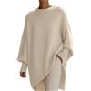 Generic Maglioni poncho oversize da donna UK maglione invernale leggero morbido confortevole maniche lunghe pullover in pile tinta unita maglione casual collo top abbigliamento moda autunno abiti, Beige, M