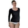 EMMEBIVI Canottiera Donna Manica Lunga in Lana E Seta Capo Realizzato in Lana Merino Extra Fine. Disponibile nei Colori Bianco e Nero.