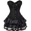Josamogre Corsetto Bustino Donna in Pizzo con Gonna Sexy Halloween Burlesque fetisch Hot Taglie Forti Renaissance Nero l
