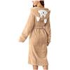 Generisch Accappatoio da donna in 3D, morbido con cappuccio, con gatto, orecchie, vestaglia, in pile, per sauna, pigiama, O kaki, XL