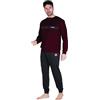 Australian Pigiama Lungo Uomo in Caldo Cotone in Vari Modelli E Taglie dalla M alla 2XL, Pigiama Maschile (IT, Testo, XXL, Regular, Regular, AI762-Bordeaux/Grigio Chiaro)