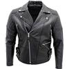 Infinity Leather Giacca in Pelle Nera Motociclista Pelle Bovina Reale da Uomo XL