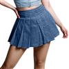Generisch Elegante gonna corta in jeans da donna con pieghe per il tempo libero, Blu, S