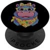 Kawaii Whimsical Pastel Safari Face Grap Occhiali gialli con immagine di ippopotamo blu per amanti degli animali PopSockets PopGrip Adesivo