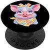 Kawaii Whimsical Pastel Barnyard Face Gr Blue Pig - Occhiali con ritratto per amanti degli animali, colore: Rosa PopSockets PopGrip Adesivo