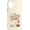 Globe Trot Press Custodia per iPhone 16 Plus Divertente ancora collezione francobolli mondo viaggiatore donna esploratore