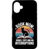 Book Loving Cat Mom Reading Aesthetic Custodia per iPhone 16 Plus Libro Mamma Libri Gatti E Nessuna Interruzione