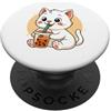 Cute Kawaii Cat Drinks Boba Bubble Tea Cute Cat Kawaii Anime Bere Bubble Tea Ragazza Bambini PopSockets PopGrip Adesivo