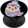 Kawaii Whimsical Bird Face Graphics Pink Carino pulcino ritratto invernale amante degli uccelli grafica blu pastello PopSockets PopGrip Adesivo