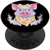 Kawaii Whimsical Pastel Barnyard Face Gr Cute Pig Portrait Farm Lover Graphic Blue Occhiali Giallo PopSockets PopGrip Adesivo