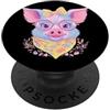 Kawaii Whimsical Pastel Barnyard Face Gr Blue Pig - Occhiali con ritratto per amanti degli animali, colore: Rosa PopSockets PopGrip Adesivo