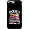 Reading Cat Lover Bookworm Mom Custodia per iPhone 7 Plus/8 Plus Prenota Mom Cat Lover Just Me My Book And My Cat