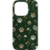Wild Paws Botanica Studio Custodia per iPhone 14 Pro Zampe Fiore di campo Verde scuro Modello botanico naturale