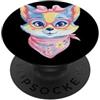 Kawaii Whimsical Pastel Woodland Face Gr Cute Fox ritratto amante degli animali grafico rosa occhiali fiocco PopSockets PopGrip Adesivo