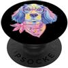 Whimsical Pastel Pet Face Character Grap Simpatico ritratto di cane amante degli animali grafico occhiali rosa floreale PopSockets PopGrip Adesivo
