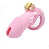 Peadxuno Cintura di castità in silicone Gabbia di castità con serratura e chiave per uomo Gabbia per pene con 5 anelli per il pene (rosa)