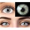 GLAMLENS Lenti a contatto colorate grigio Keira Grey - mensili - con porta lenti a contatto -grigie naturali in silicone idrogel - 2 pezzi - DIA 14.2 - senza correzione 0.00 diottrie lente a contatto