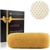 Unifab Spugna africana a rete esfoliante vera africana spugna da bagno panno esfoliante panno africano panno per il corpo per doccia giallo