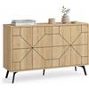 Shally Dogan Madia con 4 Ante Credenza Design Geometrico Moderno in Legno 123x77 cm Quercia