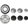 Franza Whirlpool Bauknecht - Kit 4 bruciatori Originali Defendi completi di piattelli spartifiamma Opachi satinati 3 fuochi + tripla corona per cucina piano cottura 4 fuochi - Made in Italy - WR17/1