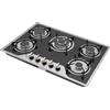Deinungen Piano Cottura 5 Fuochi, 10450 Watt Gas on Glass 77 cm da Incasso, con accensione a impulsi elettronici, Bruciatore Wok per GPG/NG