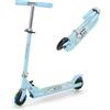 GYMAX Monopattino Pieghevole per Bambini, 3 Altezze Regolabile 70-80 cm, Leggero e Portatile, Manubrio in Gomma, Ruote con Freno, Carico di 50 kg (Blu)