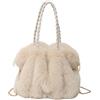 Generico Borsa in pelliccia sintetica - Borsa morbida e soffice con manico in pelle e tracolla regolabile, borsette da donna in peluche, comoda borsetta da trasporto | Casual, shopping quotidiano, viaggi, gite