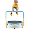 LIFEZEAL Trampolino Elastico per Bambini 3-10 Anni, Ø92x81cm, Mini Trampolino per Interno, Salta, Jump, con Maniglia e Gambe Rimovibili, Sicuro, Pieghevole, Telaio in Metallo, Regalo, Max 150kg (blu)