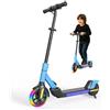 WQCJL Scooter elettrico pieghevole per bambini (6-14 anni) - Velocità massima 16 km/h, portata 8 km, ruota anteriore da 7 pollici con funzione autoilluminante, ruota posteriore da 6 pollici (nero)