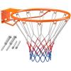 COSTWAY Canestro da Basket a Parete 45 CM, Anello da Pallacanestro da Muro con Doppia Molla, Rete Resistente e 12 Anelli, Cerchio Universale da Basket per Interno ed Esterno (Arancione)