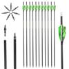 ACCMOS 12 Pezzi Tiro con L'Arco Verde Bianco Mimetica Piuma Frecce, Spine 300 350 400 500 600 700 ID 6,2 mm Etichetta Oro Asta in Carbonio per Caccia e Pratica di Tiro (30inch, Spine 600)