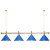Billiard-Royal Lampada da Biliardo con 4 paralumi, Supporto Blu/Asta per tavoli da Biliardo