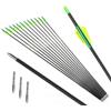 PHILOCS 12 pezzi Caccia Frecce in Carbonio ID 4,2 mm Spine 300 400 500 600 700 800 900 1000 Freccia da Pratica per Tiro con l'arco Arco Recurve Arco Compound (32inch,Spine 1000)