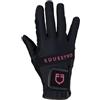 Equestro Guanti in Tessuto Tecnico con Logo Multicolor 7.5, Nero-Fucsia