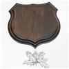 GTK - Geweihe & Trophäen KRUMHOLZ GTK Corna e trofeo KRUMHOLZ 1 x scudo di cinghiale, forma a scudo, AF 15 cm, con copertina in legno di quercia, colore argento