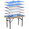 TRUIHUA Tavolo Multigioco, Gioco Multifunzione 4 in 1 Tavolo da biliardo pieghevole, biliardo, hockey, ping pong, bowling, shuffleboard e tris con tutti gli accessori(1.2m)