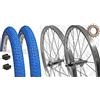 RMS COPPIA RUOTE BICI GRAZIELLA - MTB 20 x 1.75 + PIGNONE Z16 + COPERTONI BLU + CAMERE + FLAP