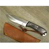 generico Knife Coltello 22,5 CM Sportivo da Caccia Pesca Fodero Cuoio Manico in Legno 70101