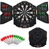 RELAX4LIFE Bersaglio Elettronico per Freccette con Porte, Bersaglio Freccette per 8 Giocatori, 4 Schermi LED, Bersaglio Professionale Multicolore, per Adulti e Bambini, 27 Giochi con 216 Varianti