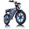 Kalorace Bici Elettrica per Adulti, Autonomia Massima di 50-80Km, Bici Elettrica con Pneumatici Fat da 20, Batteria Rimovibile da 48V-17.5Ah per Montagna, Neve, Sabbia e Strada.