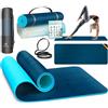 KESSER® Tappetino da ginnastica con cinghia di trasporto Tappetino da yoga in TPE imbottito antiscivolo e Tappetino da fitness antiscivolo, 183 x 61 Tappetino da allenamento extra spesso, Nero