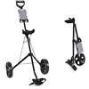 LIFEZEAL Carrello da Golf Pieghevole a 2 Ruote,Trolley da Golf, in Ferro con Tabellone Segnapunti, Golf Cart Apertura e Chiusura Facile (Nero)