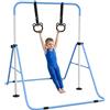 HOMCOM Sbarra Ginnastica Artistica da Casa Pieghevole per Bambini 3+ Anni, Attrezzatura da Allenamento ad Altezza Regolabile con 2 Anelli e Tappetini Antiscivolo, Rosa